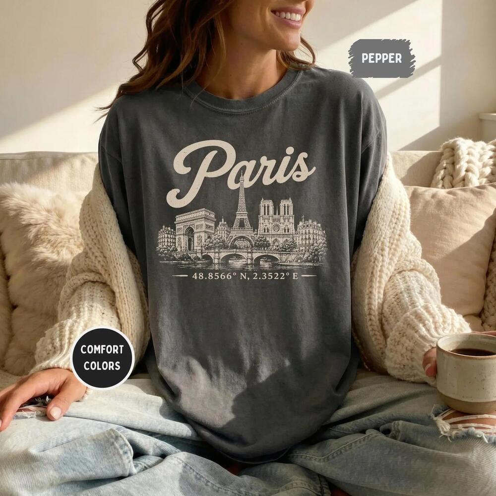 Paris Shirt S 1717, France Travel Tee, Eiffel Tower Graphic